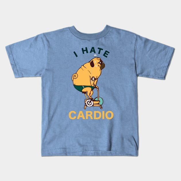 Pug Cardio Kids T-Shirt by stripedbeetlee